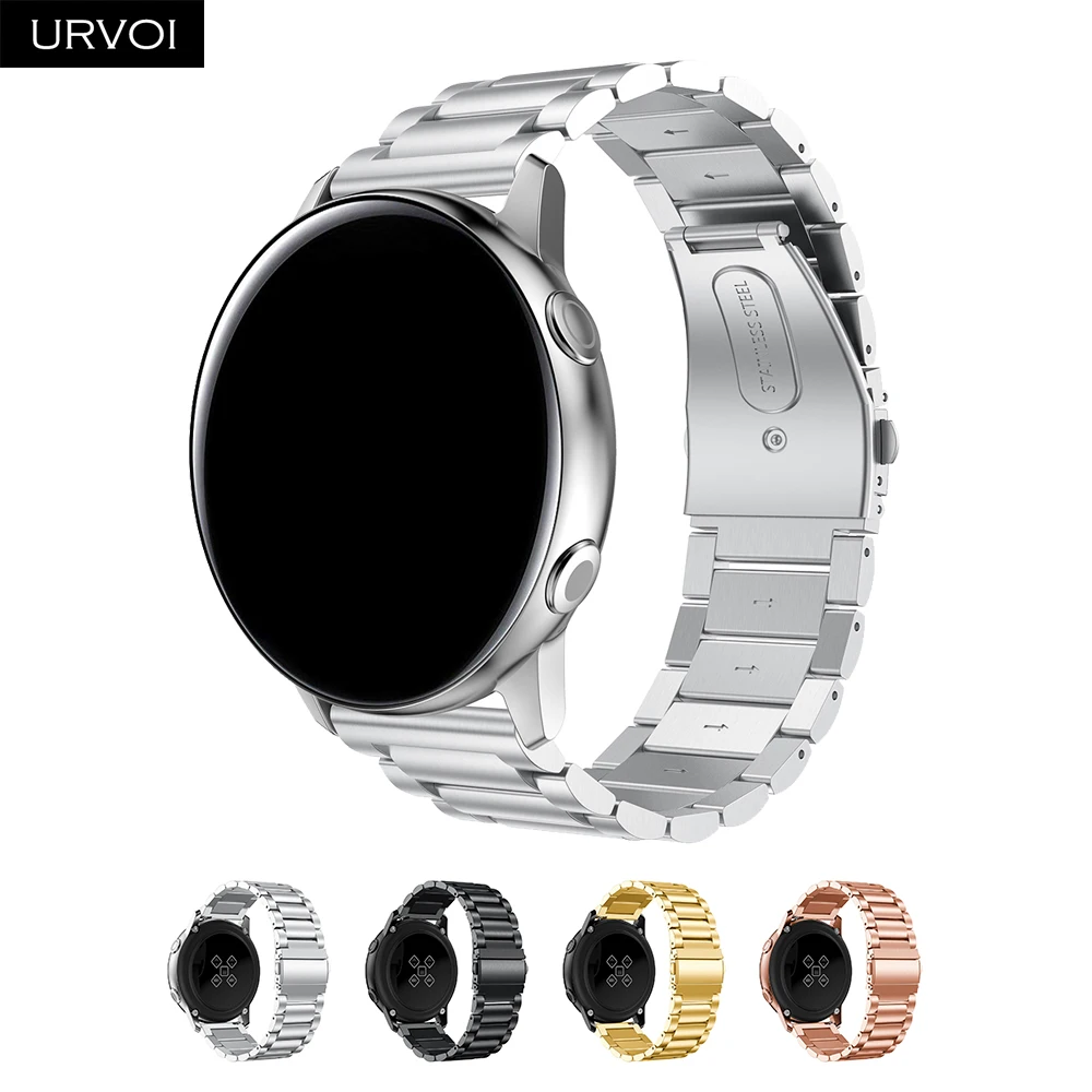 URVOI ремешок из нержавеющей стали для Galaxy Watch Active 42 46 мм, 3 ряда, откидная застежка, быстросъемный прочный ремешок на запястье