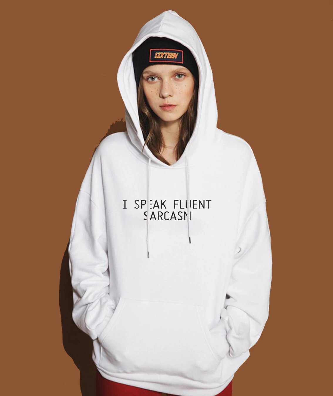2018 весенне зимний свитер для женщин с капюшоном принтом буквы I SPEAK FLUENT SARCASM