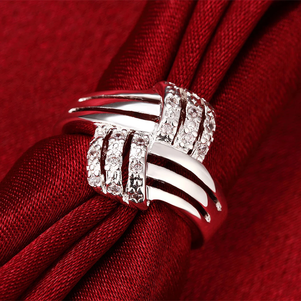 925 стерлингового серебра дешевые серебро jewelry кольцо Gem-set рукавом принес моды