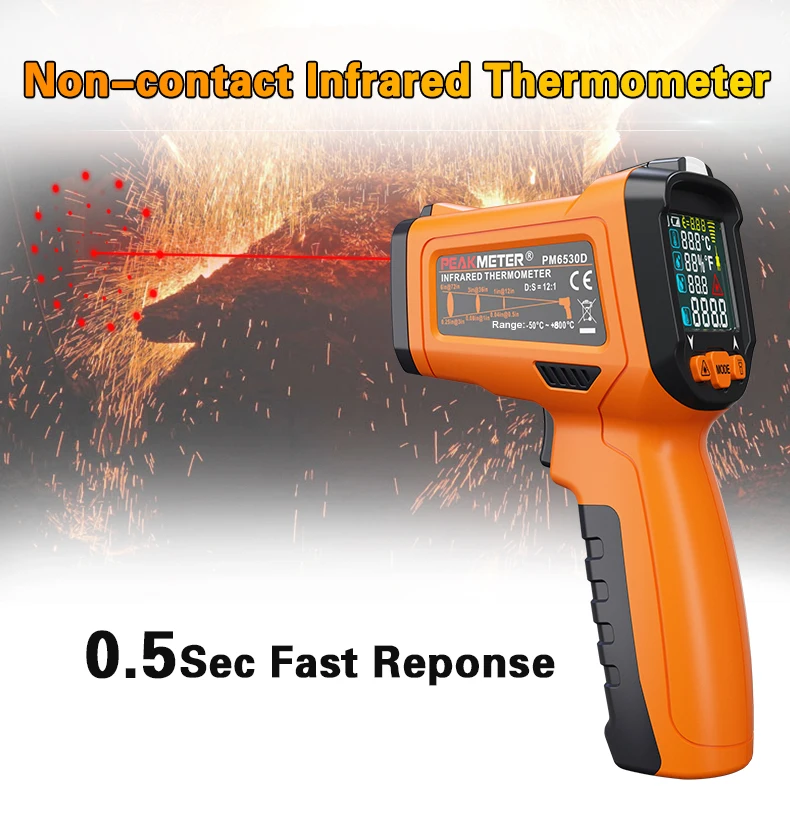 PEAKMETER PM6530D ЖК-дисплей Дисплей портативный инфракрасный термометр-50~ 800 с влажности и точки росы Ирт K Тип окружающей среды UV светильник