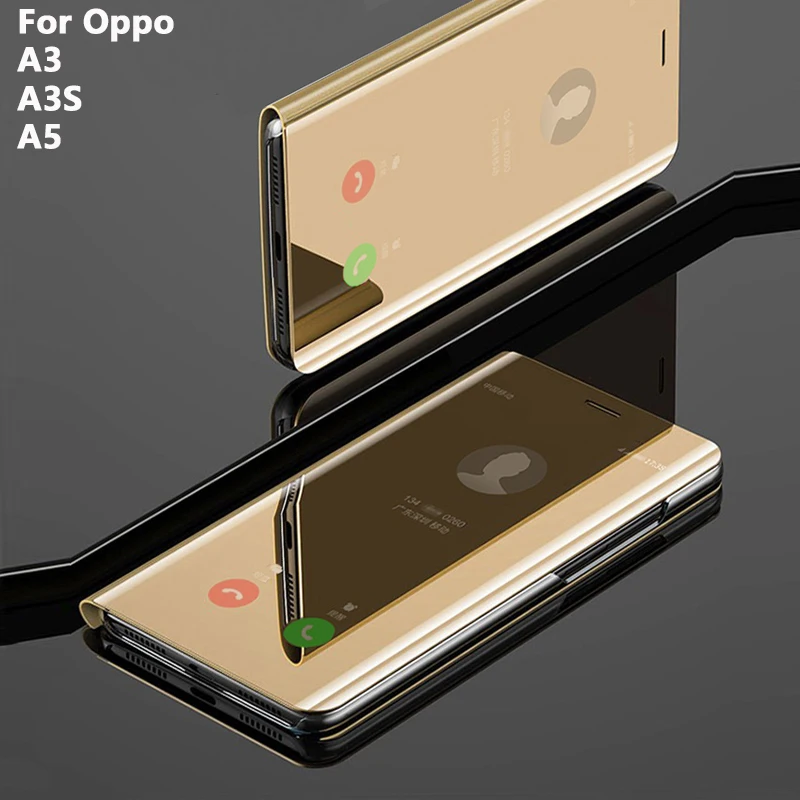 Умный чехол-книжка для телефона с зеркальным покрытием чехол Oppo A5 A3 A3S твердая
