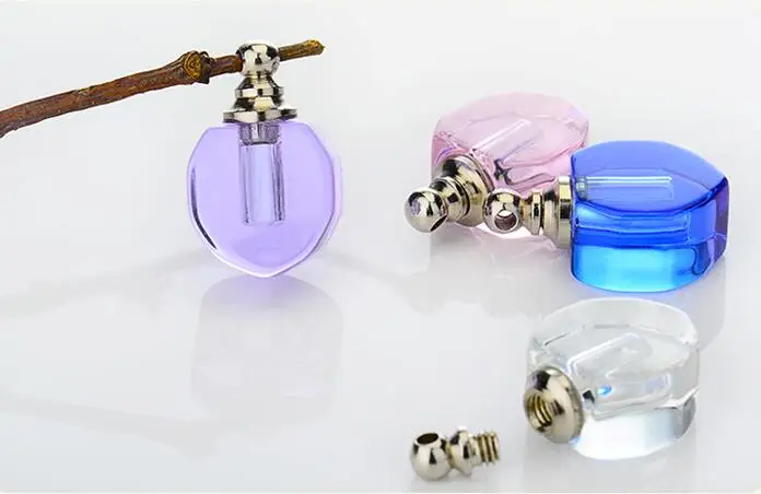 

10pcs/lot Crystal cute mini heart Vial Pendant miniature empty wishing bottles SCREW top perfume oil bottle name on Rice art