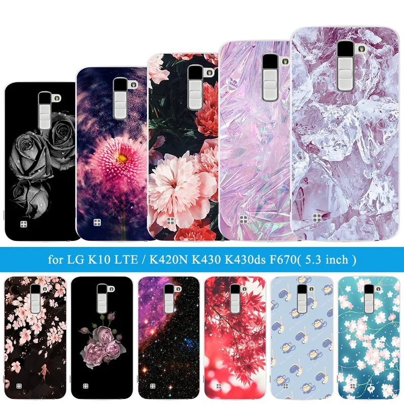 Luxury Flexible For LG K10 LTE K420N K430 K430ds F670 Soft TPU Gel Back Cover Ice Pattern Skin for K410 Phone Cases |