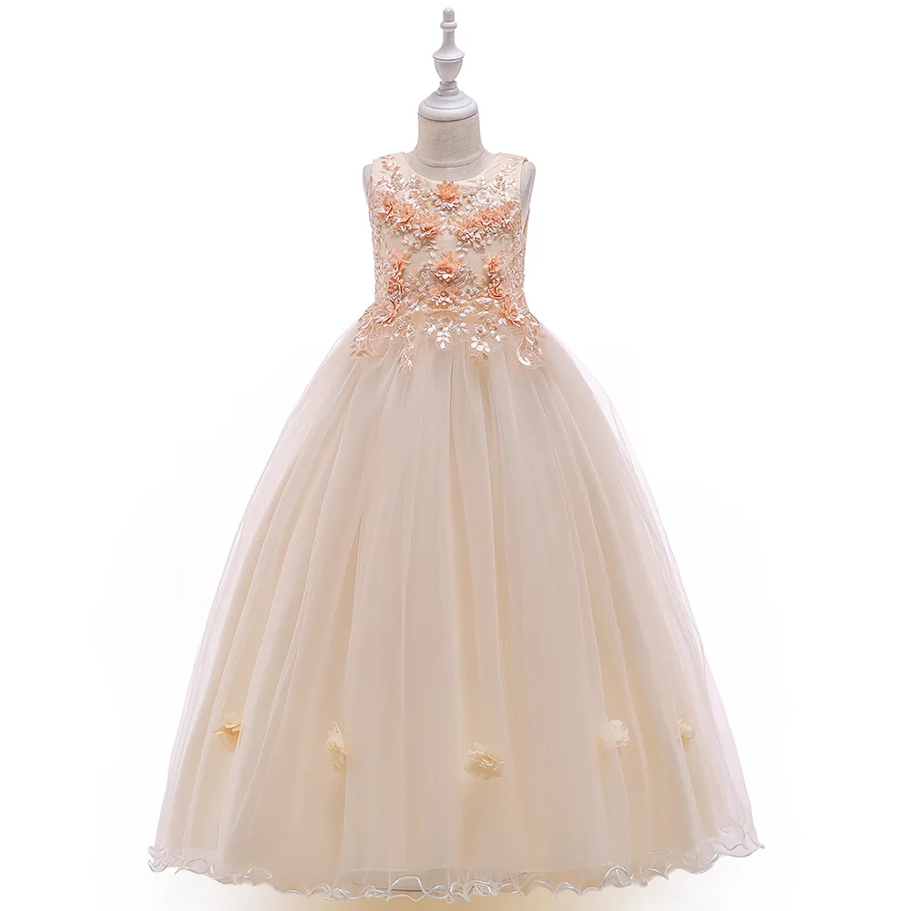 2019 Summer Long Princess Tutu Floral Mesh Dresses For Girls Birthday Party And Wedding Kids Children Clothes | Детская одежда и