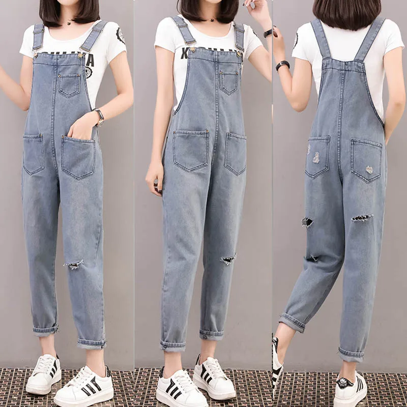 Джинсовые комбинезоны женские джинсы боди рваные комбинезон с дырками на
