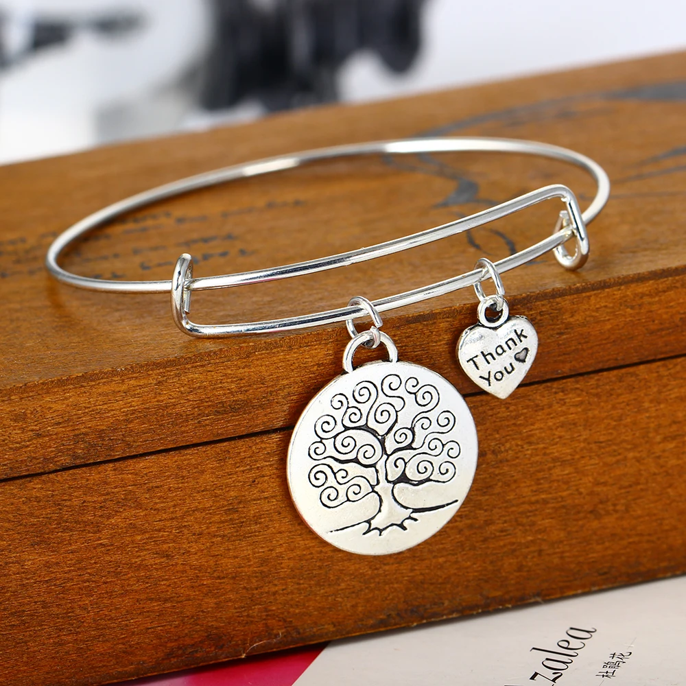 Новое поступление браслет с надписью Life Tree Thank You Heart подвески Love Forever Family Gifts
