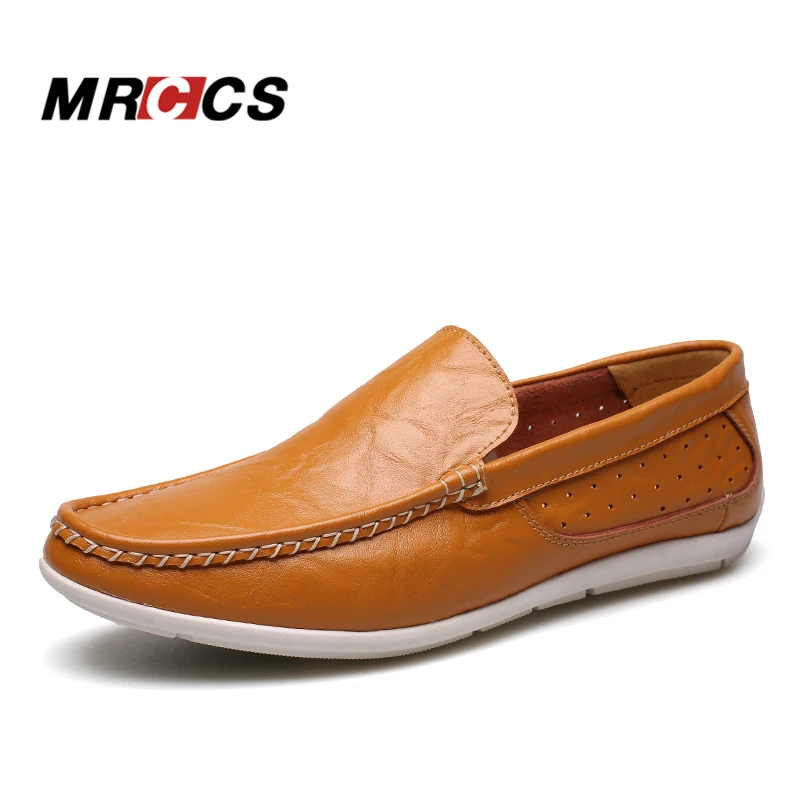MRCCS/очень удобные мужские кожаные лоферы однотонные водонепроницаемые мокасины