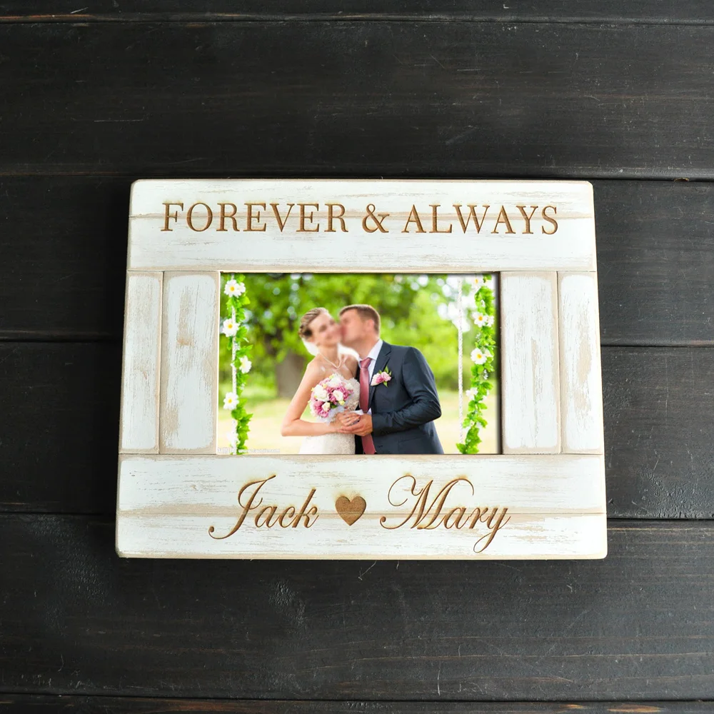 

Personalized Picture Frame Custom Couple's Gift Photo Frame Rustic Shower Gift For Her