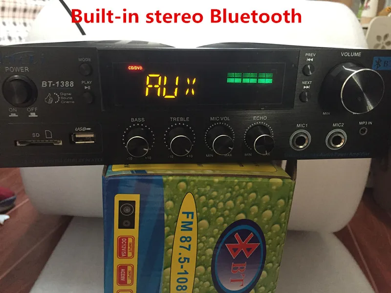 Hi fi стерео аудио усилитель BT1388 80 Вт + для караоке домашнего кинотеатра с