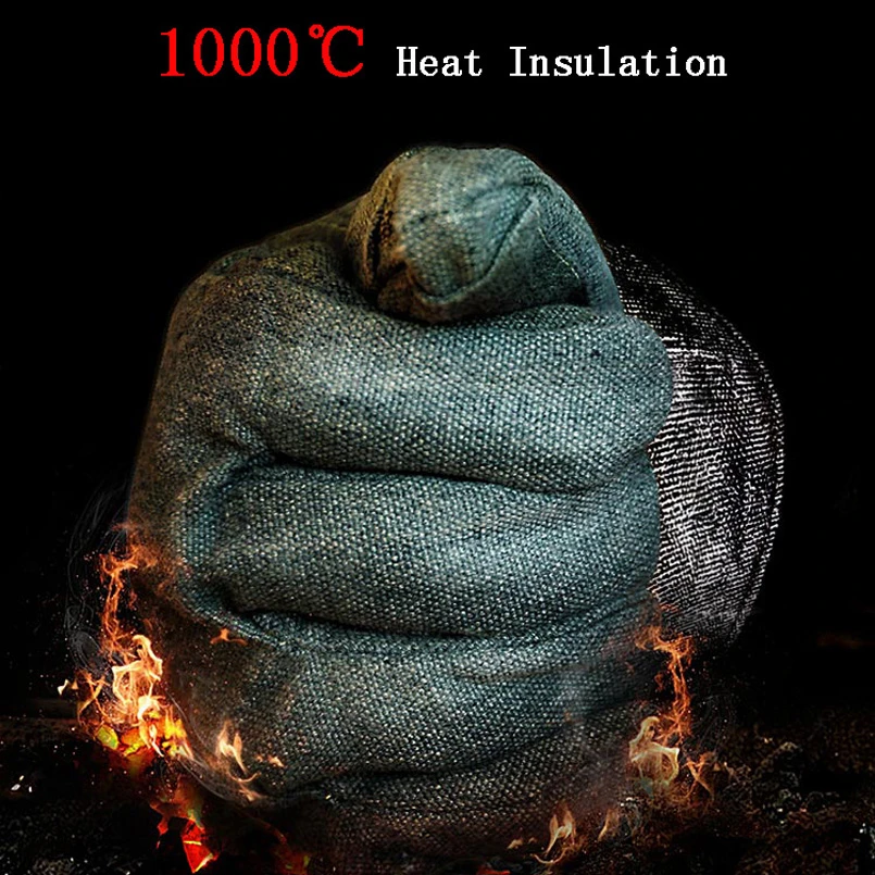 CK Tech. Heat Insulation 1000 Degree Aluminum Foil Gloves High Temperature Working Flexible Anti-scald Glove Fire Protection |