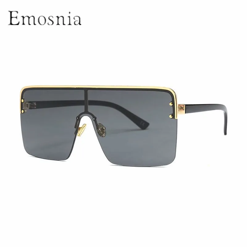 

Emosnia Oversized Square Sunglasses Retro Semi-Rimless Big Frame Women Men Design 2018 New Eyewear Gradient Flat Lens UV400