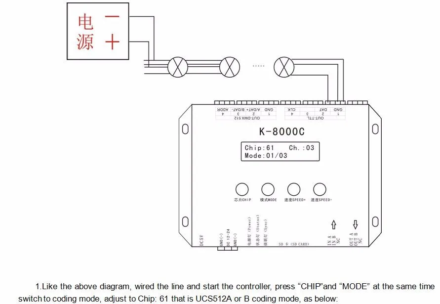 Программируемый DMX/SPI SD Карта светодиодный контроллер пикселей K-8000C; автономный; DC5-24V для RGB полноцветный светодиодный светильник