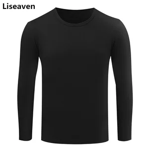 Мужская хлопковая футболка с длинным рукавом и круглым вырезом