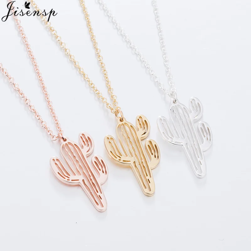 Jisensp Fashion Cactus Necklaces Pendants for Women Natural Plant Jewelry Chain Choker Necklace Mother Birthday Gifts Bijoux | Украшения и
