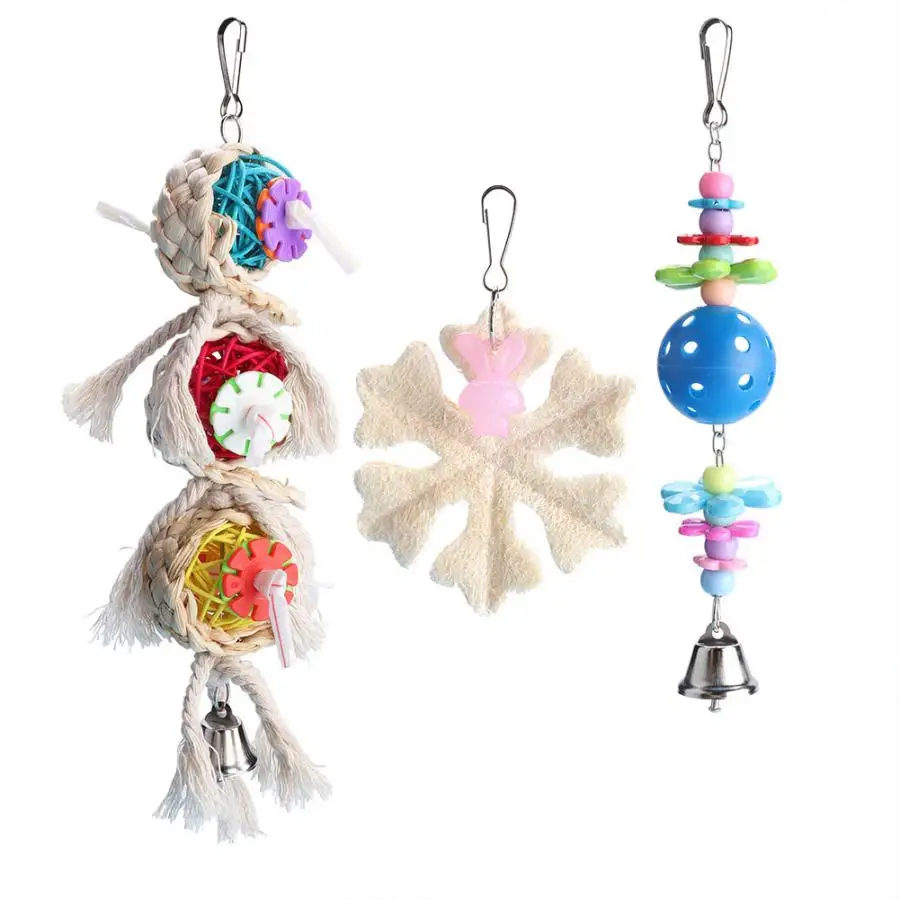3 шт птицы качели игрушки Красочные жевательные подвесные с колокольчиками