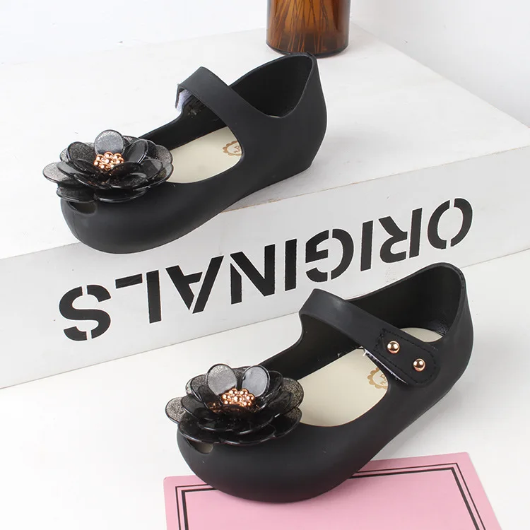 Желе Шикарный цветок обувь для маленьких девочек в году Лето ПВХ мягкая удобная детская обувь сандалии для маленьких девочек