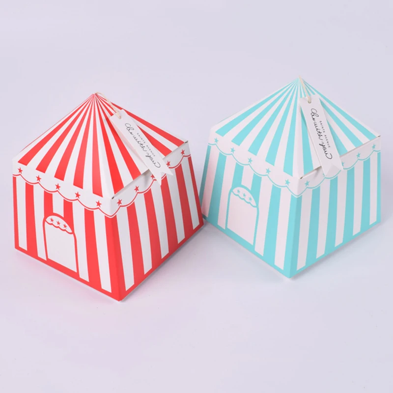 

20pcs Striped Design Circus Party Cartoon Tent Paper Candy Box Kids Birthday Party Decorations Favors Gift Bag Baby Shower