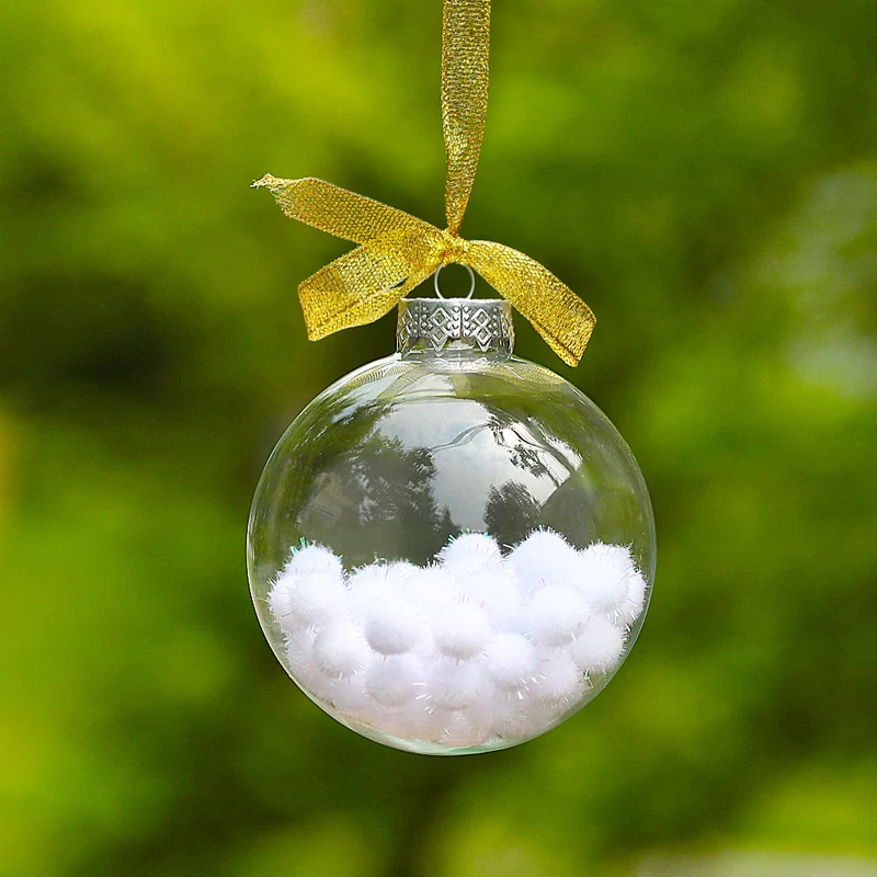

25pcs/pack Diameter=4cm 6cm 8cm 10cm Mixed Size Glass Christmas Ball Transparent Glass Globe Christmas Day Decoration