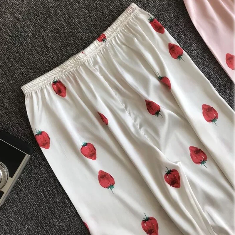 Женские пижамные штаны повседневные свободные брюки из искусственного шелка для