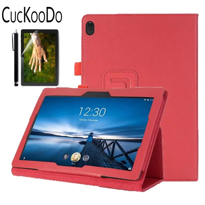 Red.3in1 Из искусственной кожи с откидной крышкой держателем чехол для lenovo TAB E10 TB-X104F 10,1 дюймового планшета выпуска - Цвет: Red.3in1