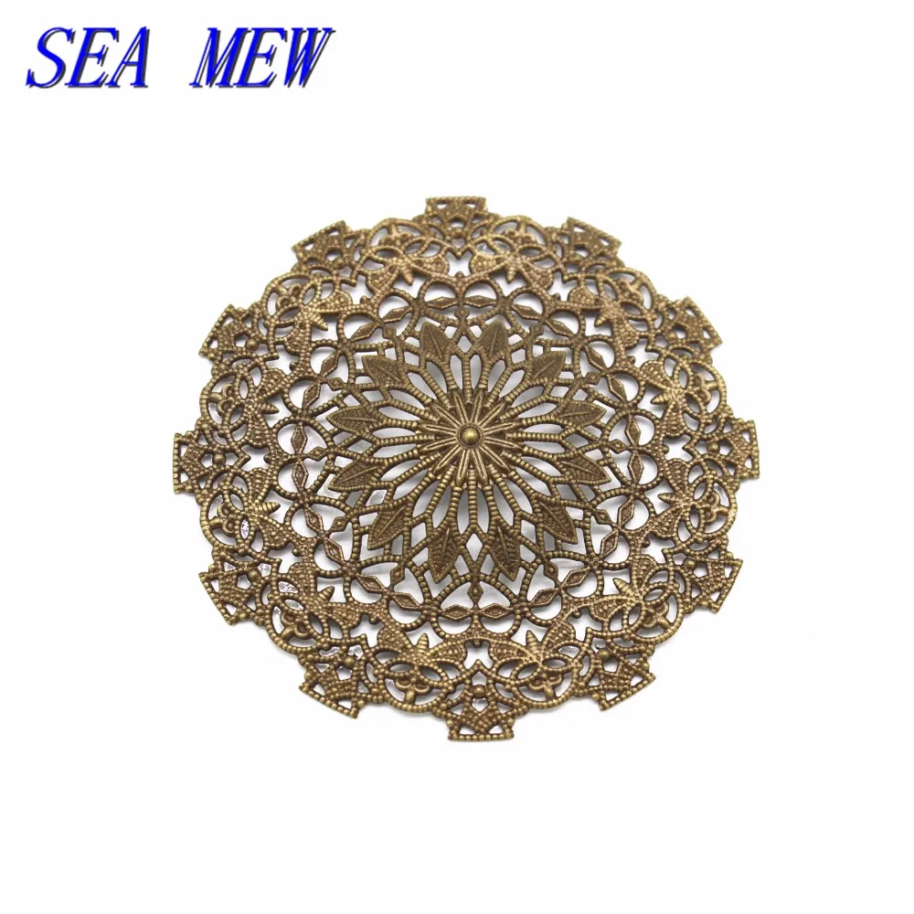SEA MEW 10PCS 56mm Metal Copper Filigree Flowers Connectors Hollow Out Charm For Jewelry Making | Украшения и аксессуары