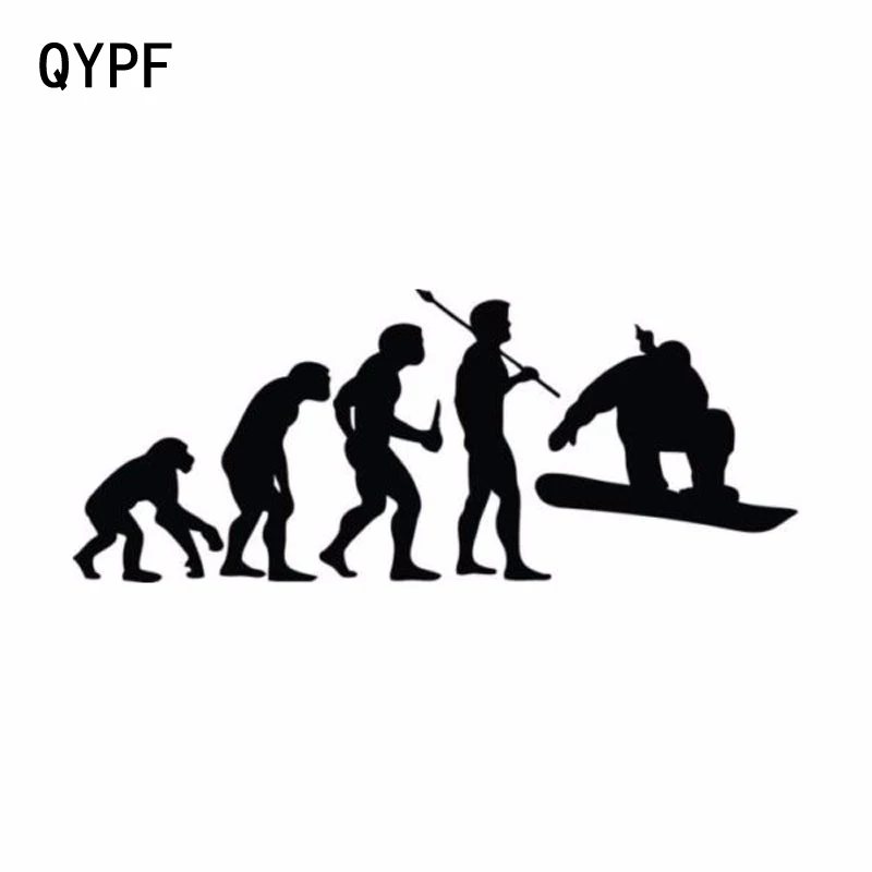 

QYPF 15.2cm*6.1cm Snowboarding Vinyl Fashion Evolution Car Stickers Decals Black Silver S2-0009