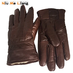 N7 Brown Мужские перчатки из натуральной кожи, зимние перчатки, теплые перчатки высокого качества из натуральной овечьей кожи, мужские перчатки из натуральной овчины N7 - Цвет: N7 Brown