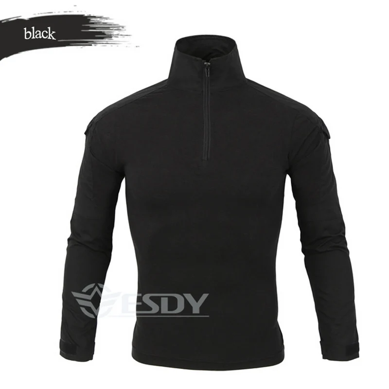 

Wholesale ESDY Brand Camouflage Long Sleeve Frog Suit Men Tops Tactical Tool Cargo t Shirt Army Military Combat Tee 7 Color