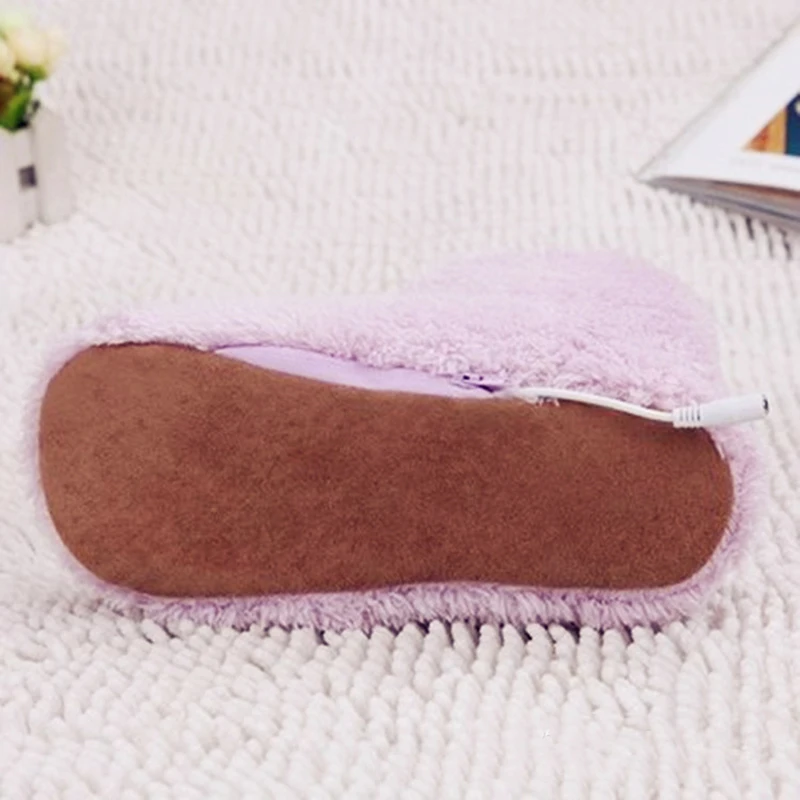 1 пара теплых розово-серых мультяшных USB обогреватель для ног; зимние теплые тапочки с грелкой для ног; электрические тапочки для компьютера