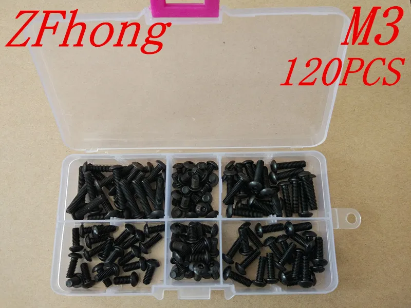 120 шт. ISO7380 Grade10.9 M3* 5/6/8/10/12/16 черный шестигранный Кнопка Шестигранная головка комплекты винтов