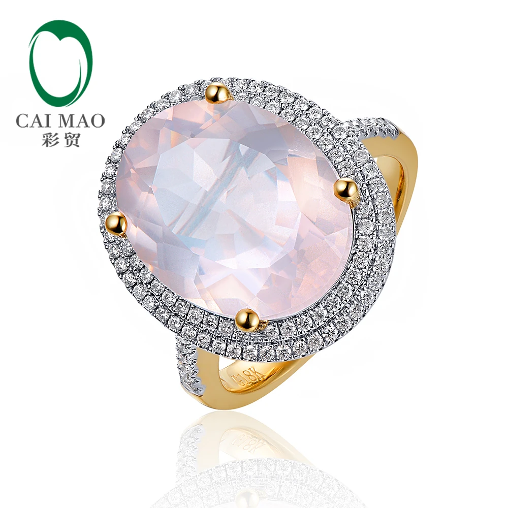 Caimao 8.51ct натуральный 12x15 мм Овальный розовый КВАРЦЕВЫЙ Бриллиант круглой огранки 14 k многоцветное Золотое обручальное кольцо