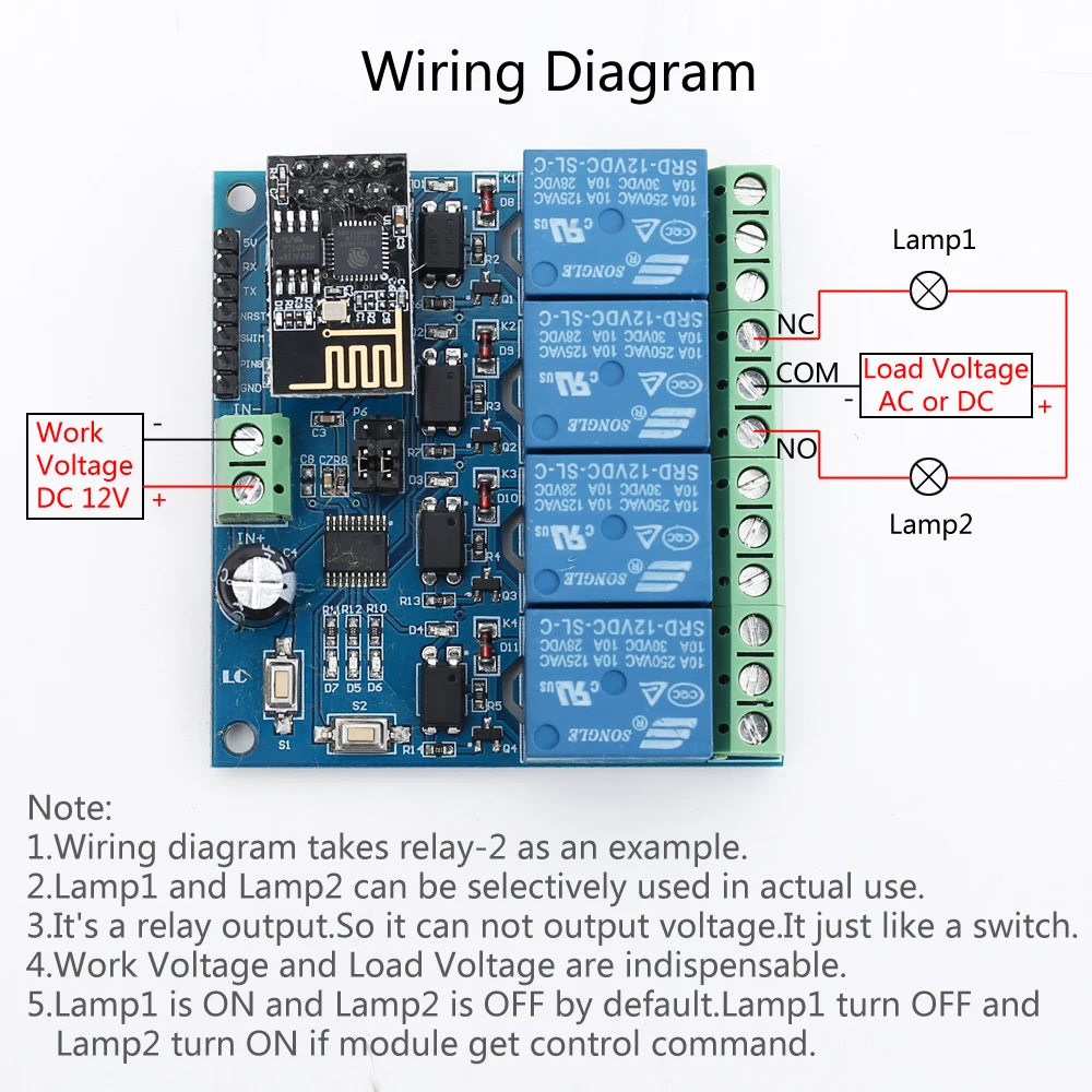 ESP8266 4-Канальный Релейный модуль Wi-Fi для умного дома с дистанционным управлением