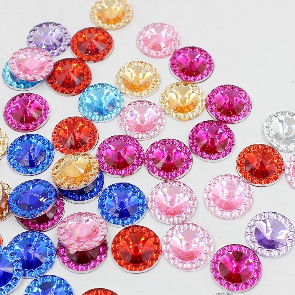 

New Arrival 500pcs/Lot 12mm Multicolor Round Stones Acrylic Rhinestone, Crystal Cabochons, Jewelry Accessories