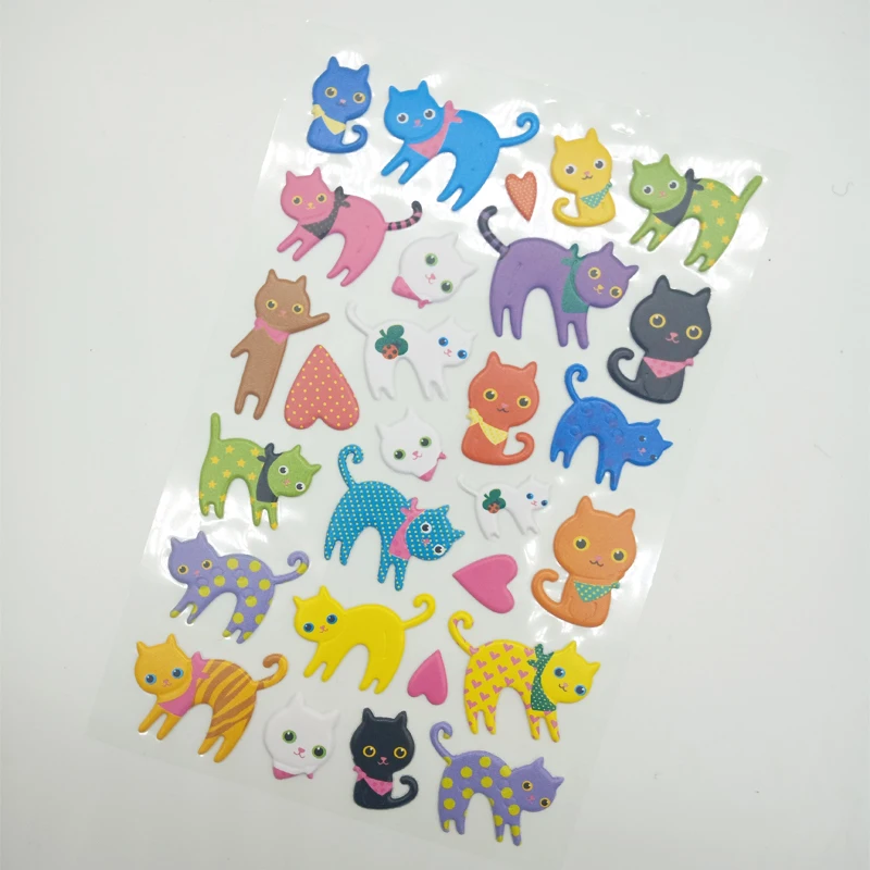 Cats 1 упак./лот наклейки с милыми рисунками пышные пузырь фрукты Животные ПВХ Стикеры 3D киты кошка Скрапбукинг Стикеры украшение ярлыки - Цвет: Cats