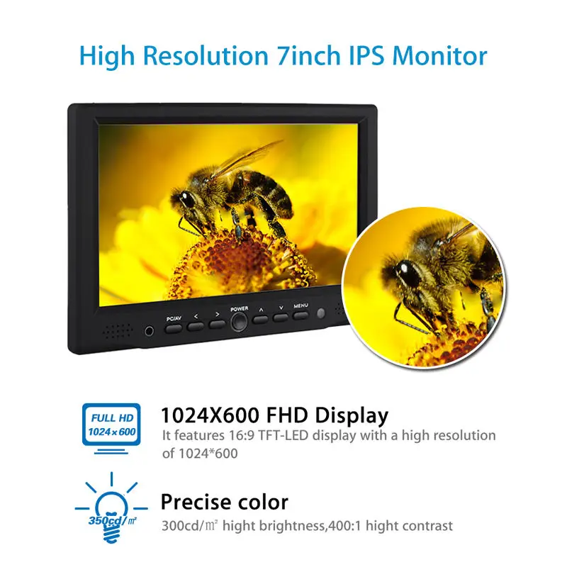 EYOYO 7 &quotдюймовый IPS Цветной Монитор HDMI Вход VGA Видео Экран Fr PC Вид Автомобиля