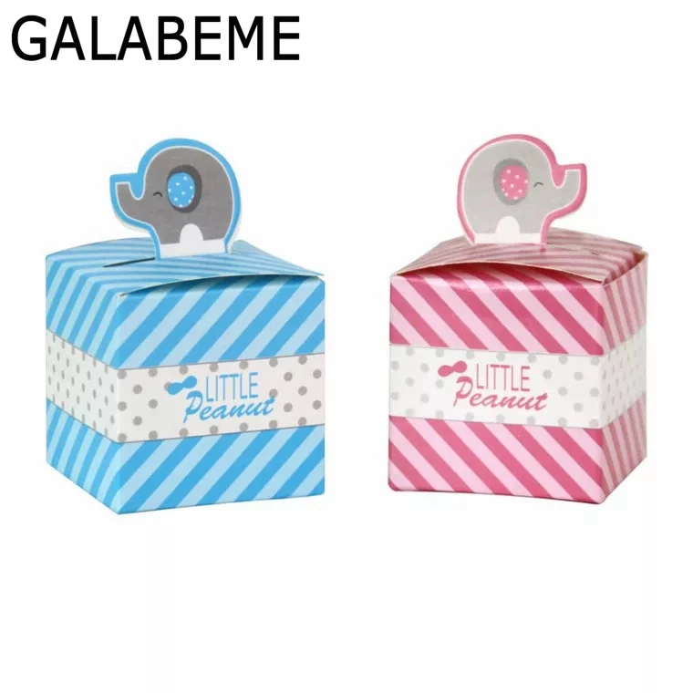 Galabeme 50 шт. розовый и синий слон коробка baby shower сувениры подарки конфет День