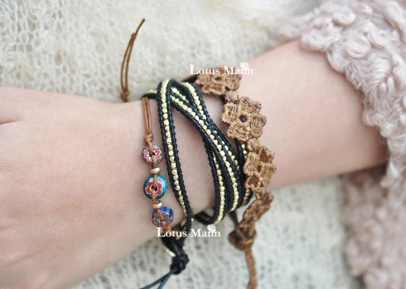 Лотос Манн стеклянные бусины Молиться Браслет с одним обручем|wrap bracelet|bracelet