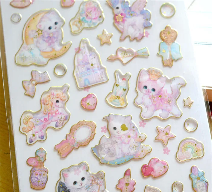 1 шт./упак. Kawaii канцелярские наклейки кошка 3D Золотой дневник планировщик декоративные мобильные наклейки Скрапбукинг DIY ремесло наклейки