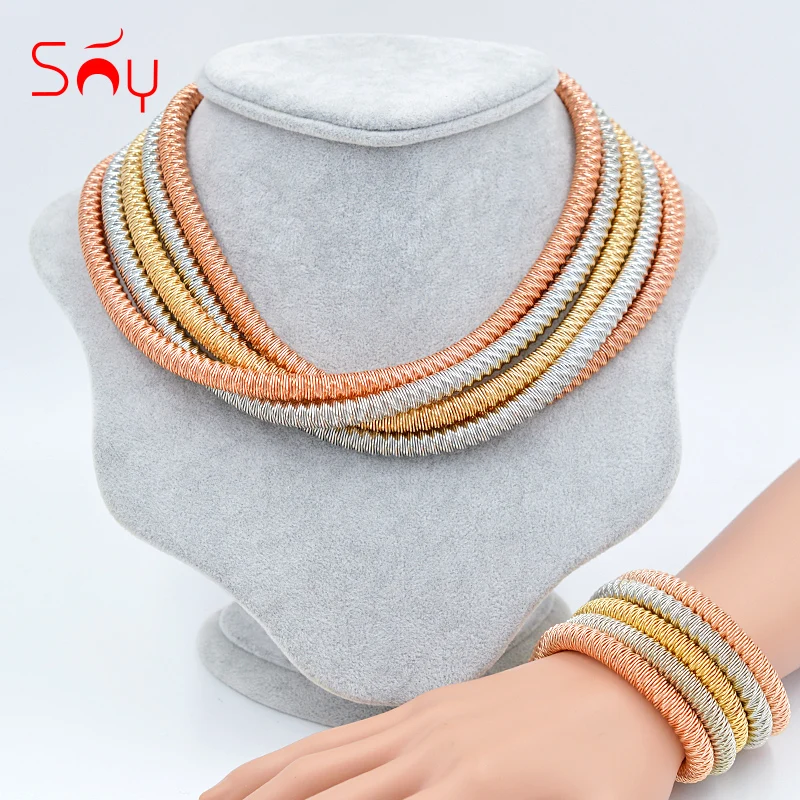

Sunny Jewelry 2021 Hot Boho Collar Jewelry Sets Fashion Necklace Bracelet Set For Women Multilayer Chokers For Party Anniversary