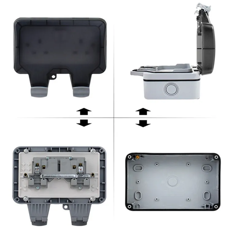 IP66 водостойкая наружная настенная розетка 16A двойной стандарт Великобритании электрическая розетка заземленная AC 110~ 250 В