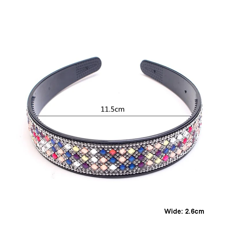 

Boho Elegant Wide Headband Women Crystal Hairband Girl Hair Accessories Multicolor Solid Headpieces Vintage Headwear Mom Gifts