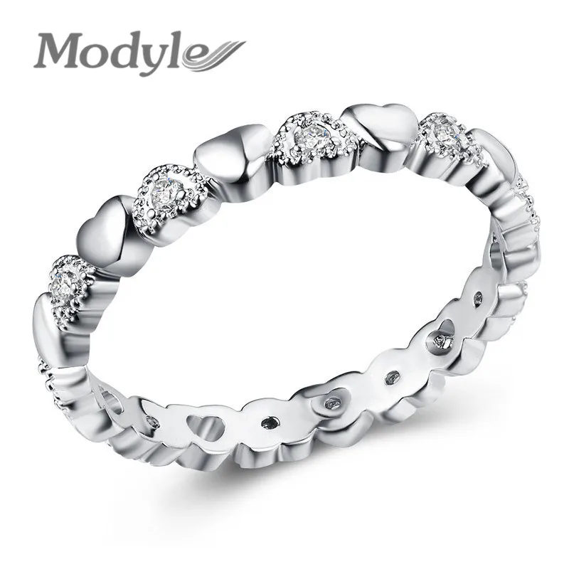 Mostyle Новое модное серебряное штабелируемое кольцо сердце белые CZ кольца для женщин украшения на свадьбу, годовщину