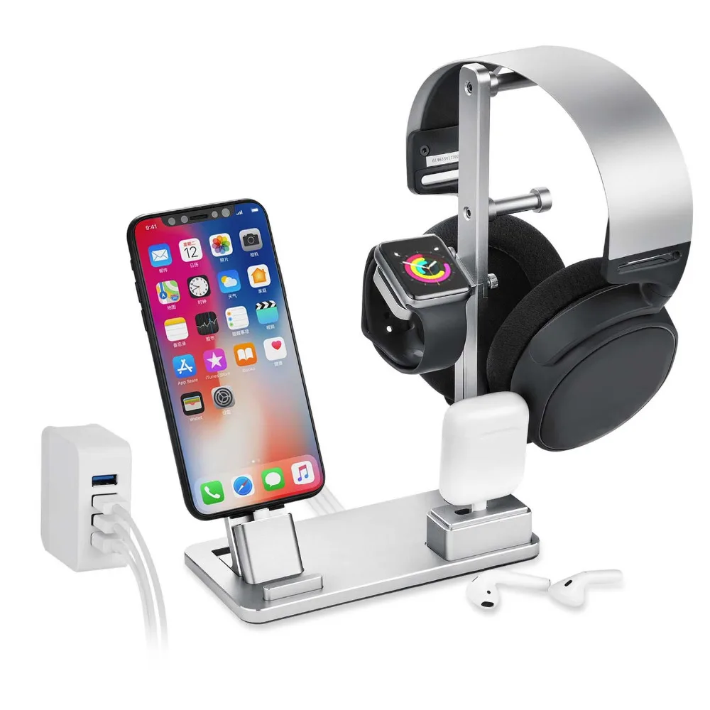 Зарядная док станция Besegad подставка держатель для наушников AirPods IPad iWatch серии 1 2 3 4