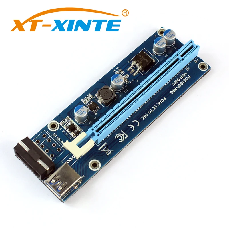 XT XINTE PCIE 1X to 16X Графический удлинитель для MOLEX DC одиночный адаптер питания ETH
