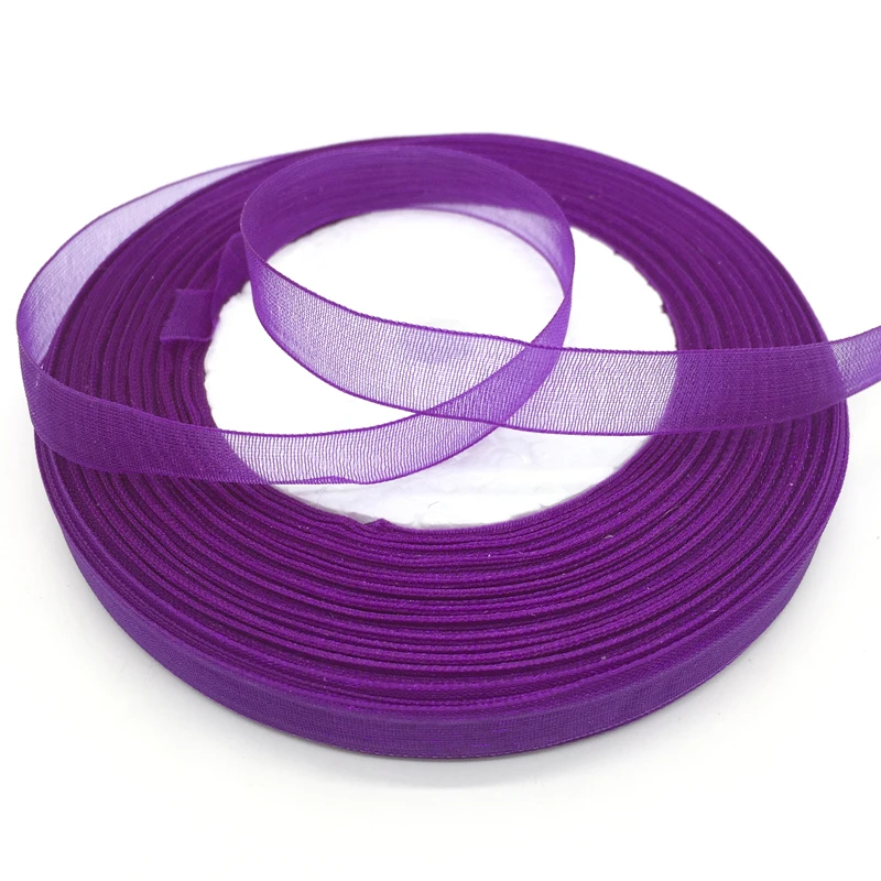 Purple Рулон 50 ярдов 3/" 10 мм лента для украшения свадебной вечеринки подарочная лента из органзы обертывание волос банты DIY Рождественская лента - Цвет: Purple