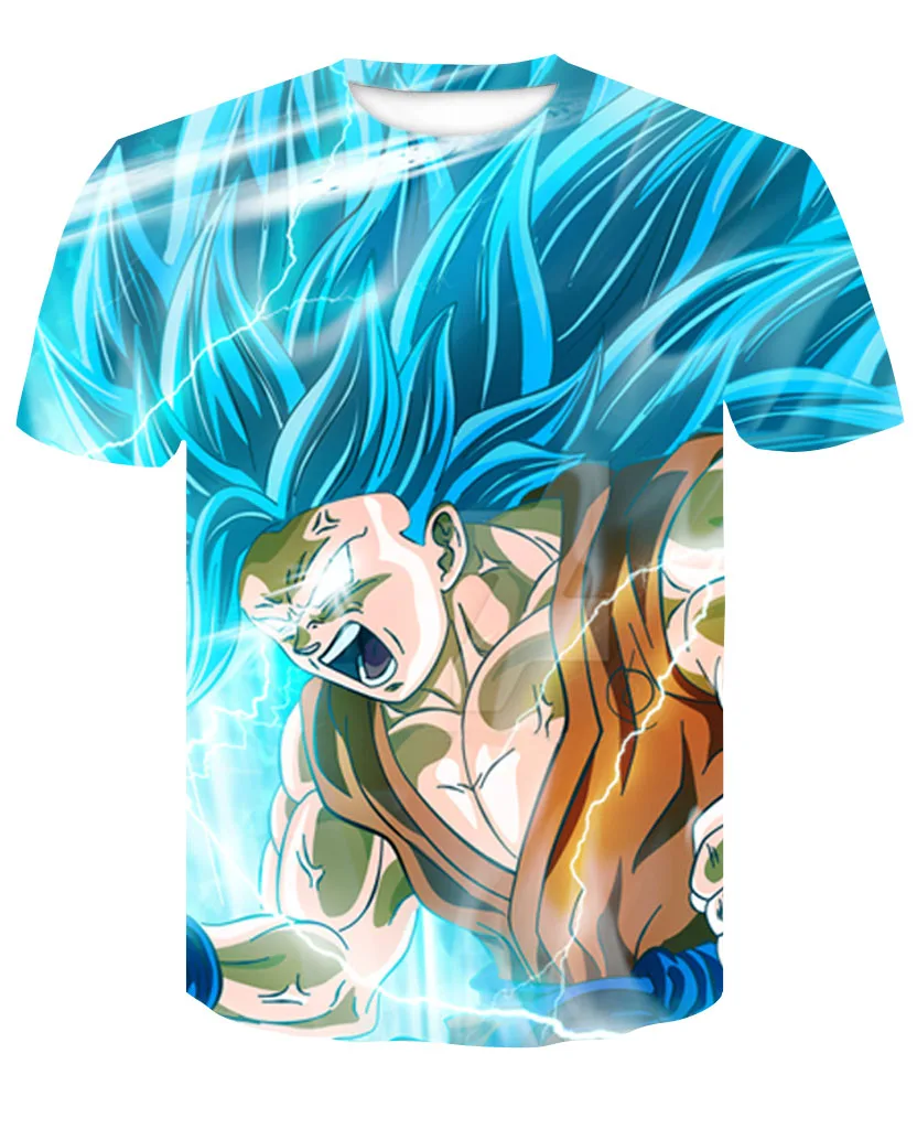 3D футболка с принтом Dragon Ball Z Goku Super Saiyan God, красная и синяя футболка с принтом Vegito футболка с рисунком летняя футболка, S-4XL - Цвет: AE098