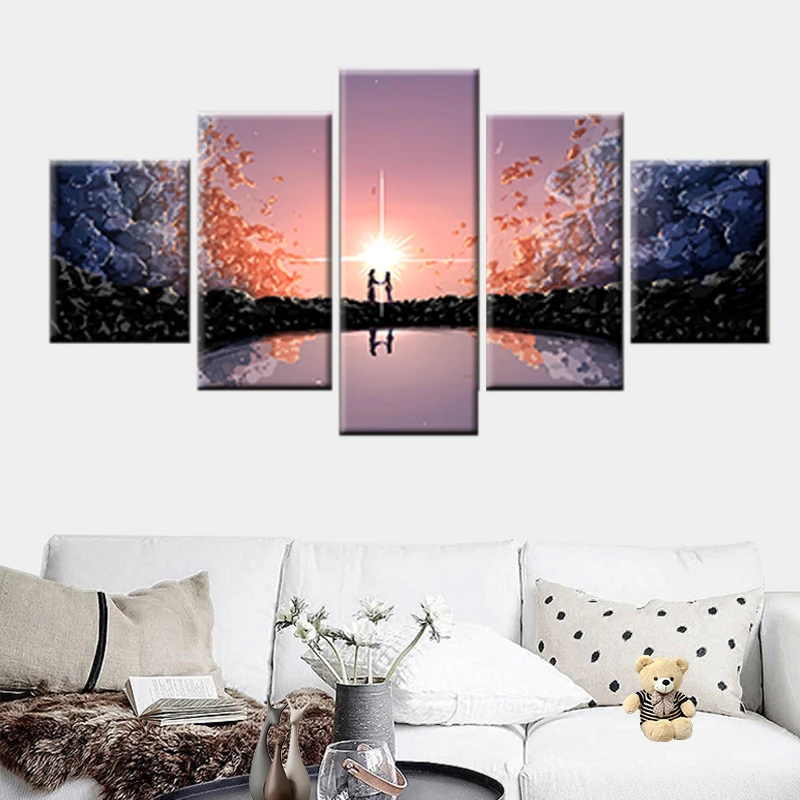 5 панелей ваше имя Аниме Холст печать картина для детской комнаты настенное