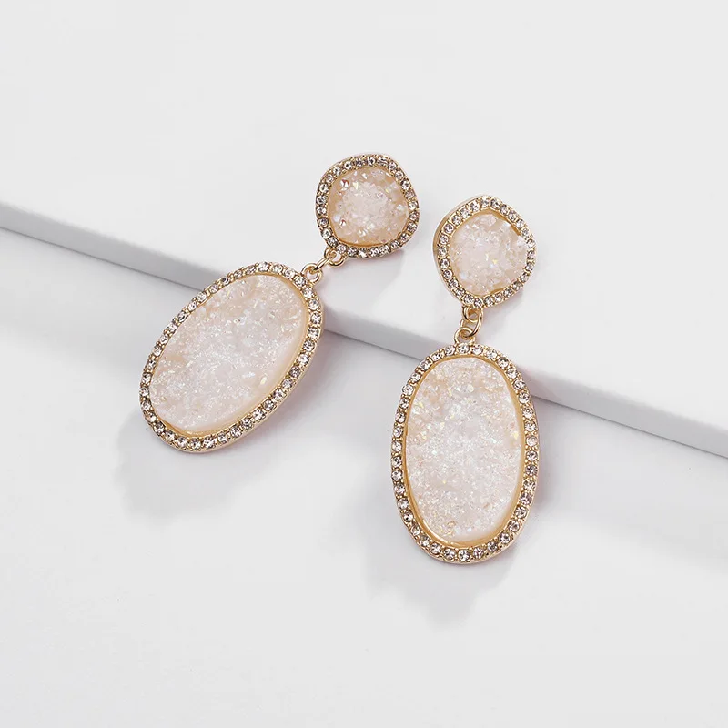 3 цвета Druzy Drusy серьги-гвоздики из искусственного камня модные известный бренд