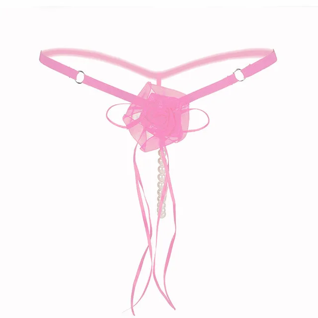 Pink Женское сексуальное нижнее белье популярное эротическое сексуальное открытые трусики порно Прозрачное нижнее белье трусики-танга с жемчугом - Цвет: Pink
