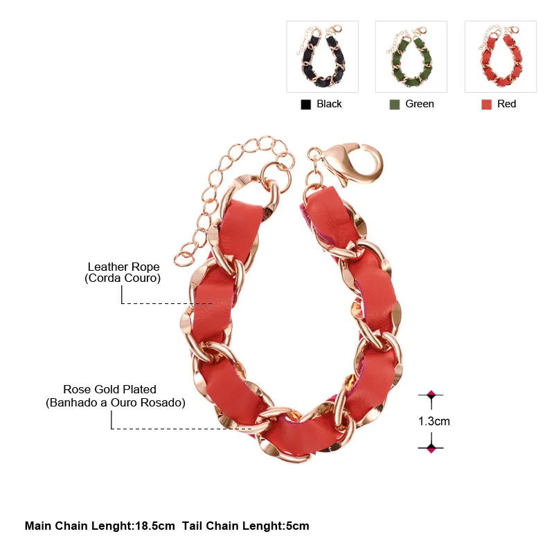 Neoglory модные браслеты и в стиле панк с цепочкой розового золота для женщин